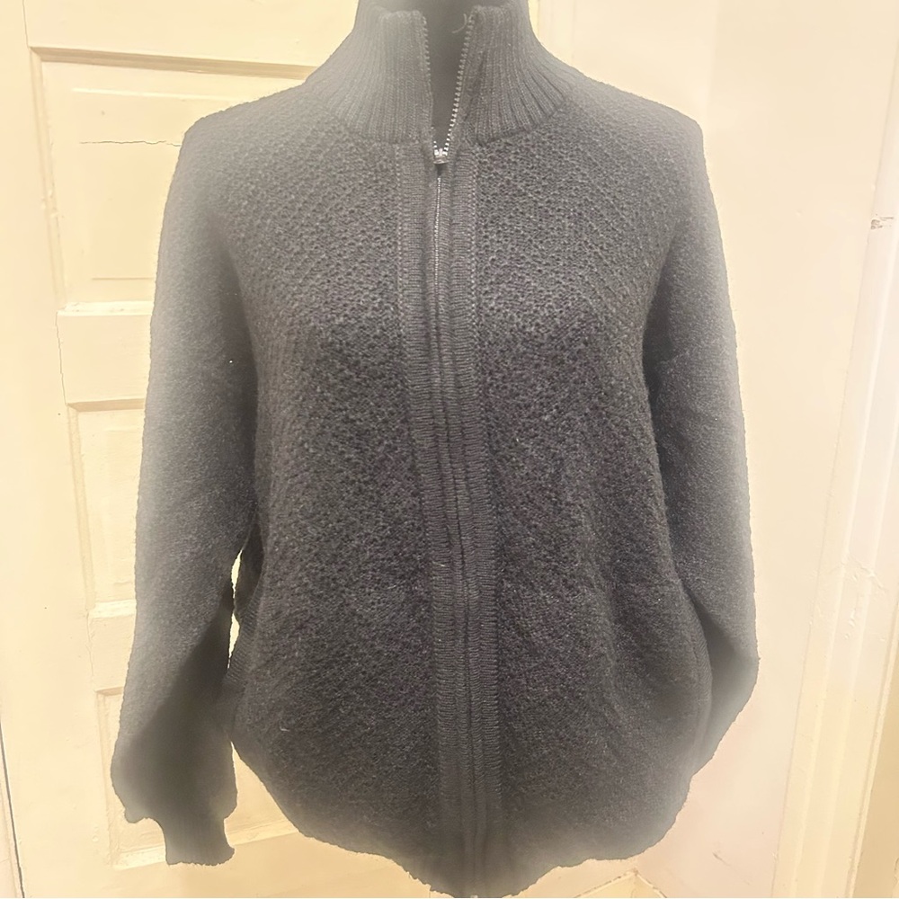 VTG ML Kessler Hand knit in Peru Cardigan Alpaca Textured Zip-Up  Sweater Large
